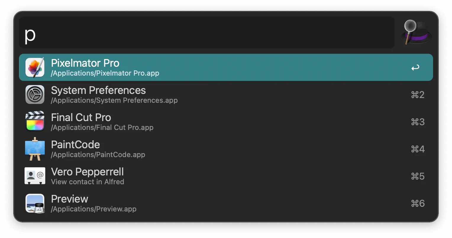 Alfred app screenshot